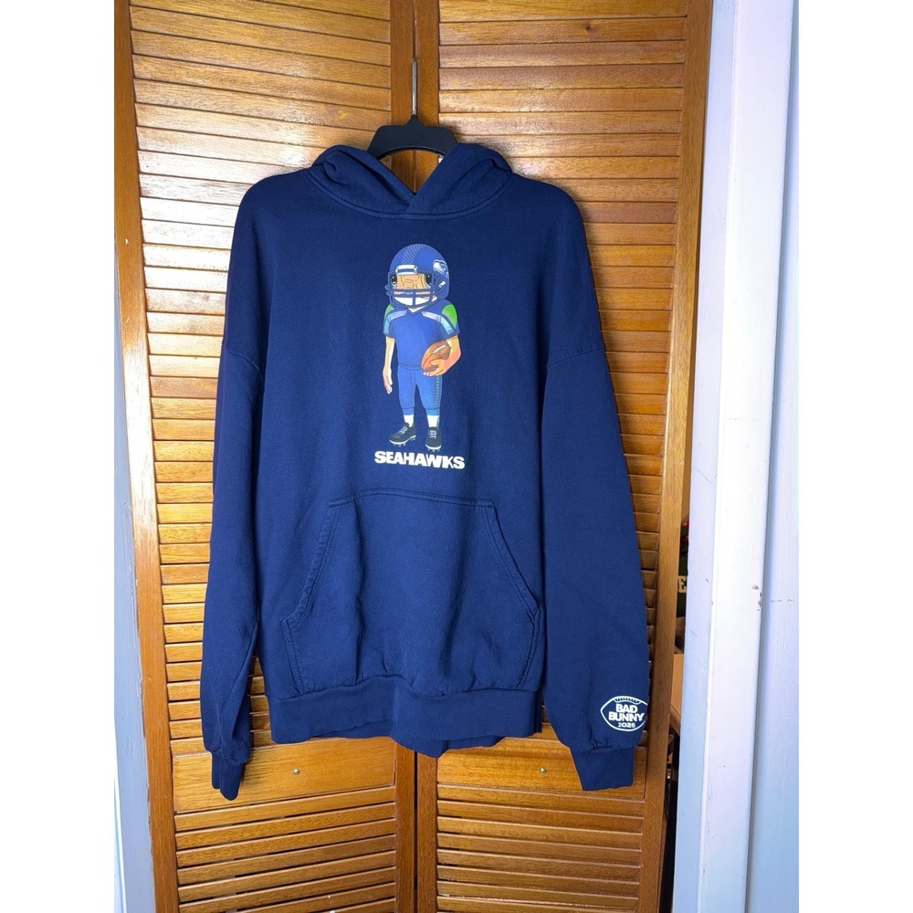 Bad Bunny x Seattle Seahawks Concho Hoodie. Mens Large (NWTS)